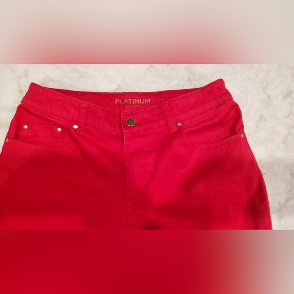 Chico’s Platinum Red Stretch Denim Skinny Jeans Sz 0/S Ankle Length - Picture 5 of 8
